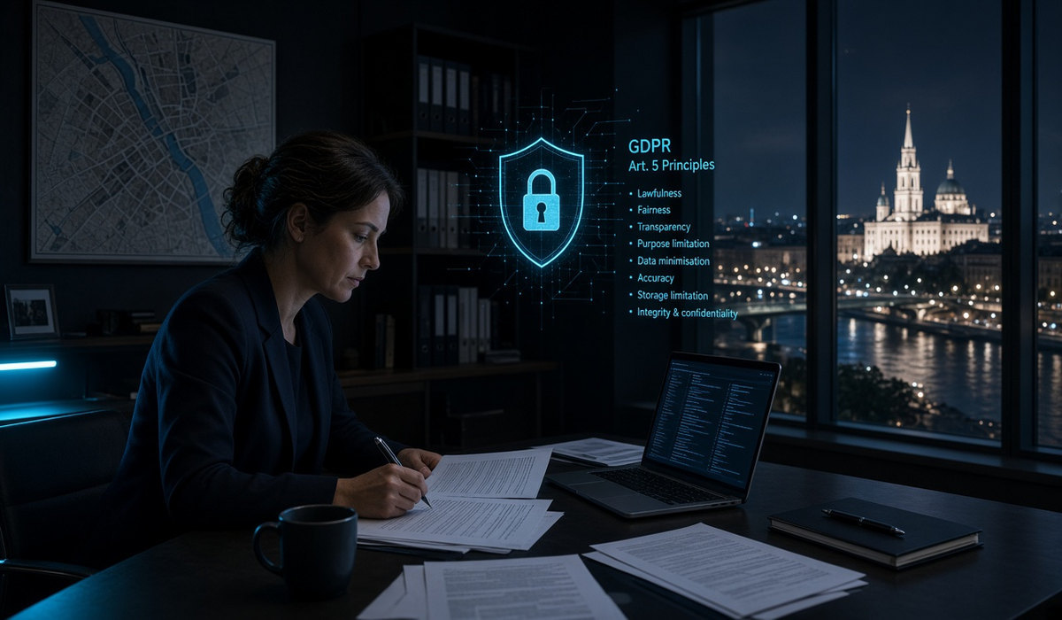 Вид на центр Вены и венский офис компании Danube GDPR Audit